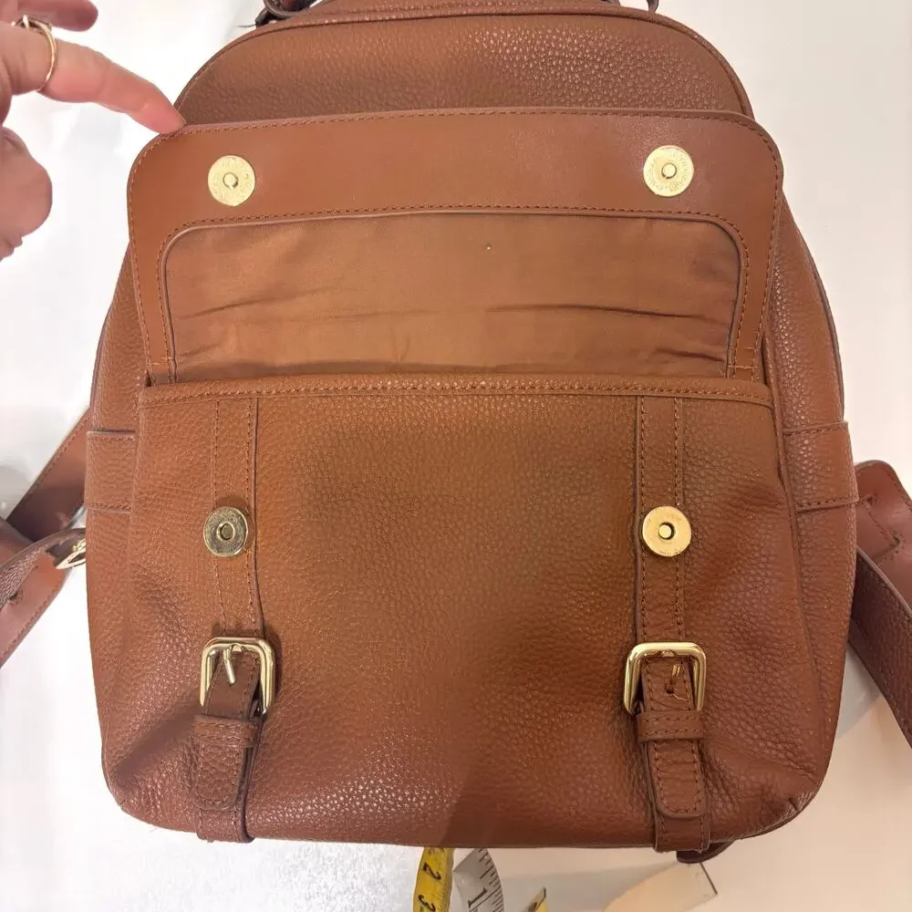 Renwick Camel Leather RFID Protection Backpack